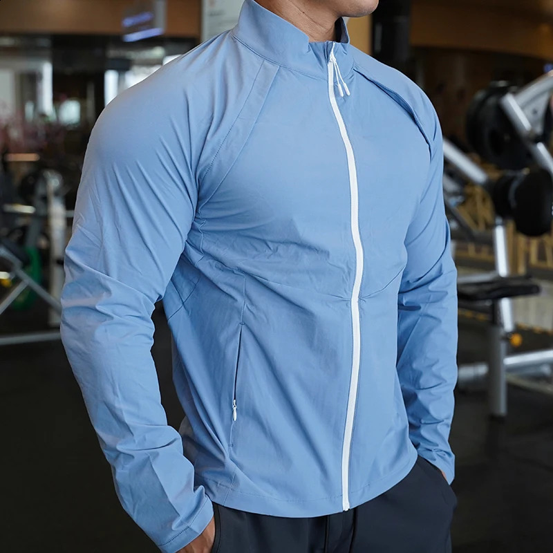 Mens quick drying waterproof running jacket for autumn and winter fitness gym climbing outdoor sports windproof clothing 250122