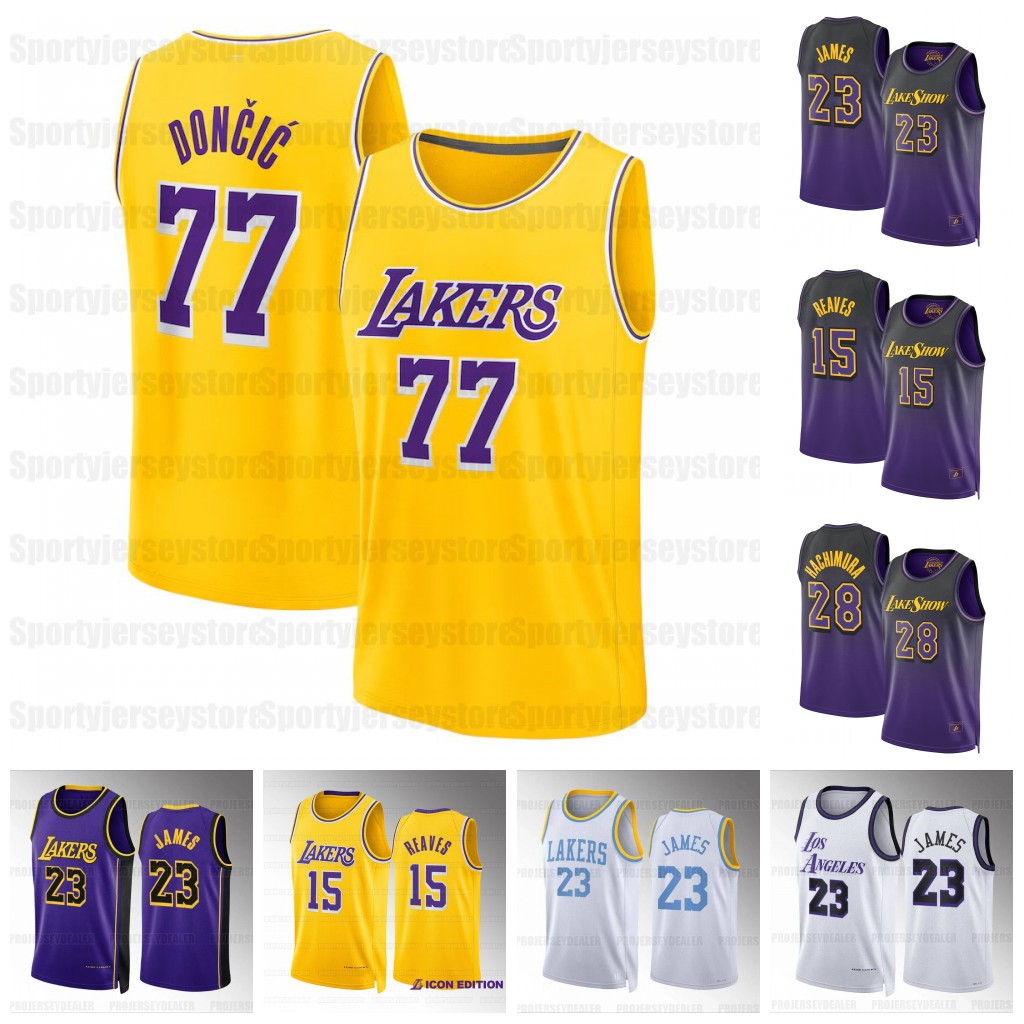 77 Doncic Lakers 2024-25 City Basketball Jerseys James Bryant Davis Austin 15 Reaves 1 DAngelo 1 Russell Schroder Anthony Jarred 4 Pau Vanderbilt 10 Hayes Custom