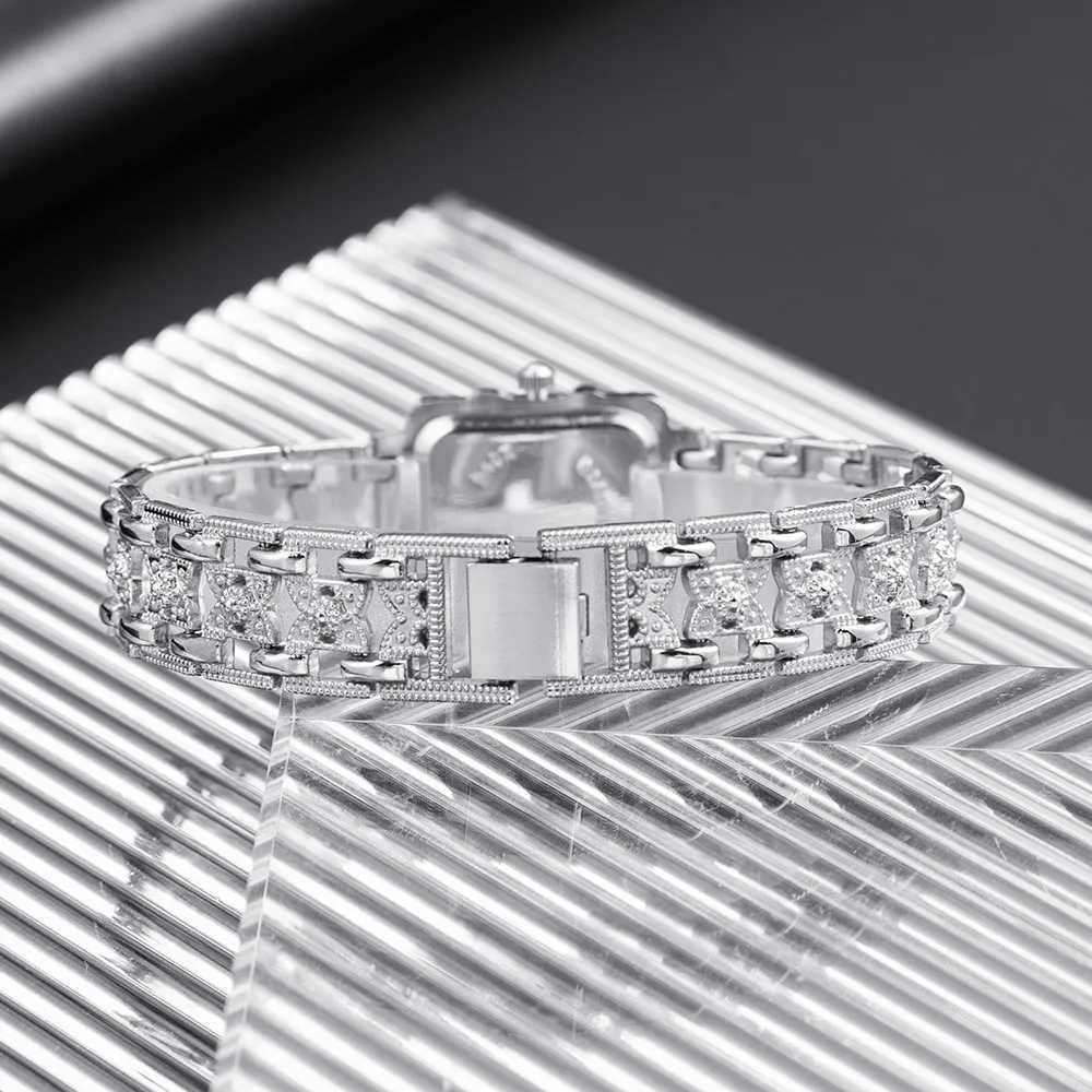 Wen Watch Rectangle Dial Silver Stainless Steel Crystal Watches Fashion Quartz For Wen ladies major watches Hot S Watches X250203
