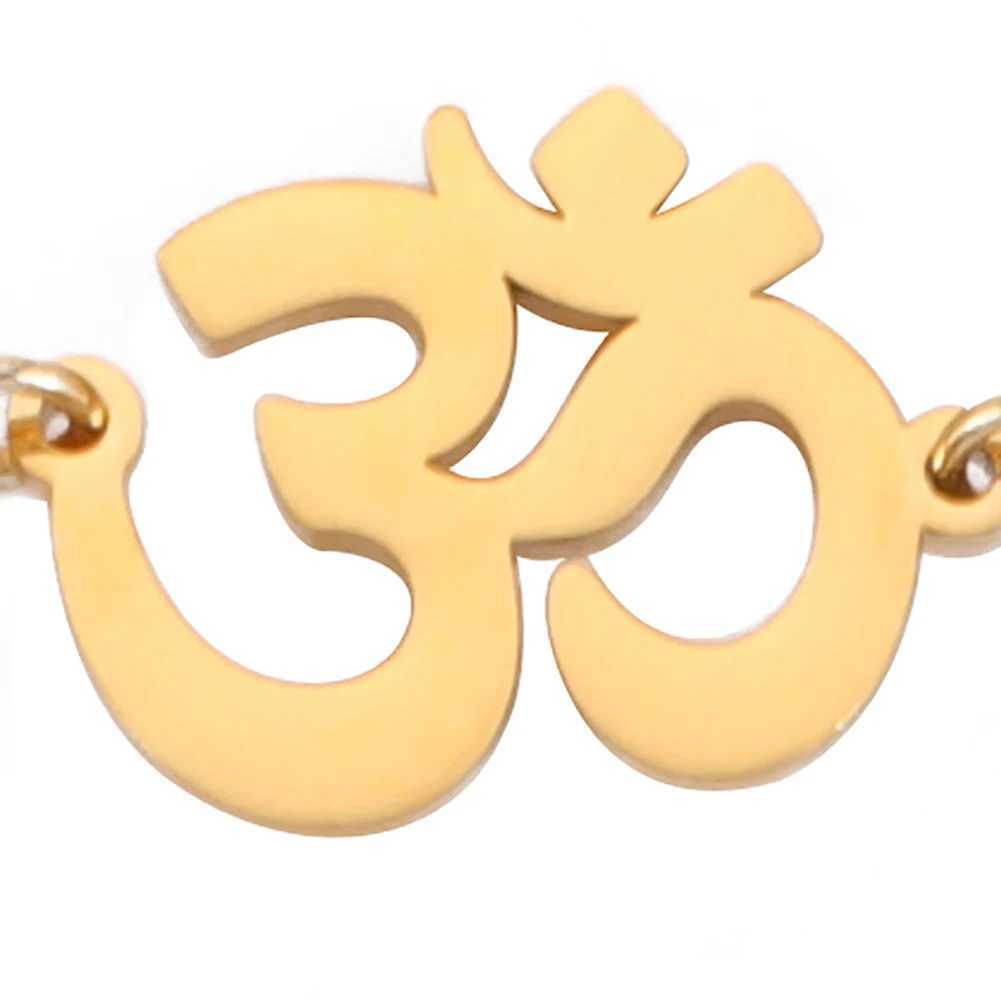 Indian Sanskrit OM Symbol Anklets For Woman Gold Color Delicate Buddhist Pendant Foot Chain Fashion Summer Jewelry AccoriesXJ250121