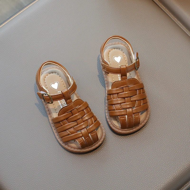 Unishuni Fashion Baby Boys Girls Sandals Children Braid Hollow-Out Summer Shoes Princess Kids Retro Soft Sole Casual Flats 22-31 250114
