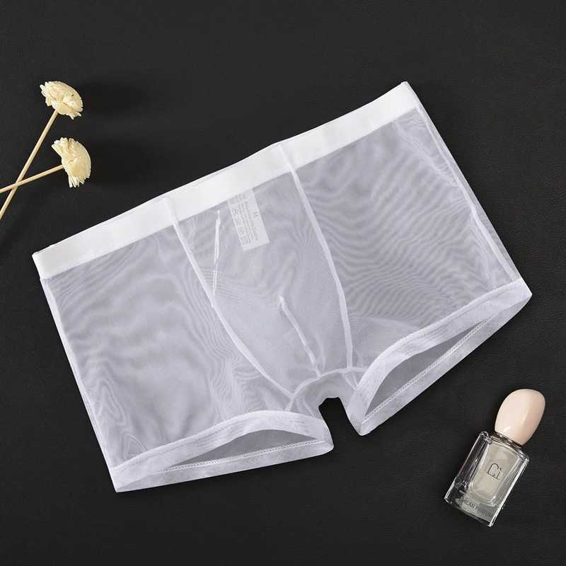 Men Sexy Seamless Underwear Pants Mens Ultra-thin Transparent Boxer shorts Male Mid-rise Mesh Slips Homme Panties Boxer ShortsXJ250114