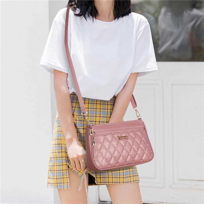 PU Leather Crossbody Bags Zipper New Fi Shoulder Bag for Women Large Capacity Embroidery Thread Small Purse and HandbagsXJ250121