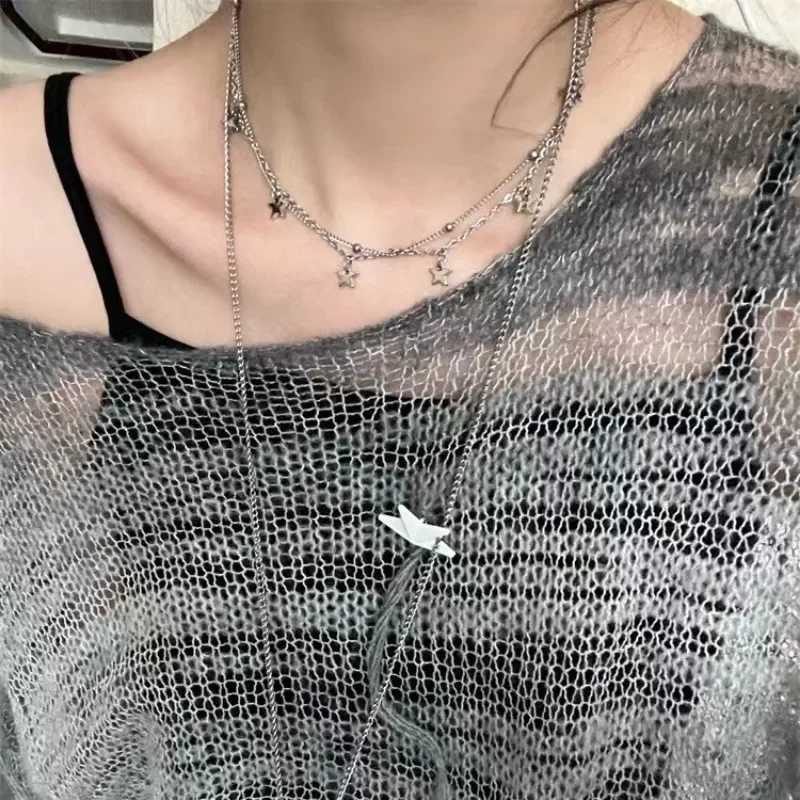 Y2K Double Layer Star Pendant Necklaces for Women Fashion Neck Decoration Clavicle Chain Vintage Jewelry Accessories GiftXJ250121