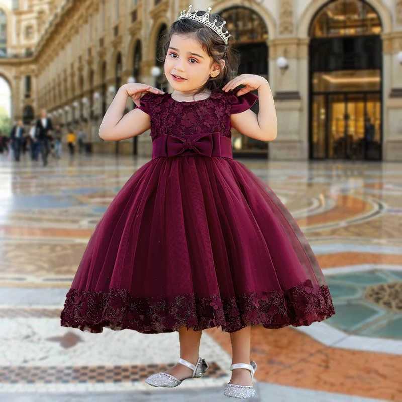 Flower Ceremony Baptism 1 Year Birthday Dress For Baby Girl Clothing Lace Princess Dresses Bow Party Dress Toddler Clothes X250203