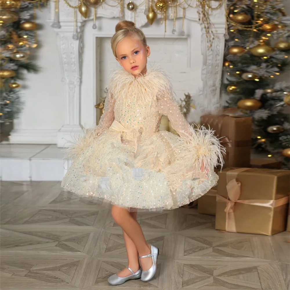 Lace Puffy Layers Pink Tulle Bow Flower Girl Dresses Kids Princess Dress First Communion Birthday Baptism Childrens Gifts X250203