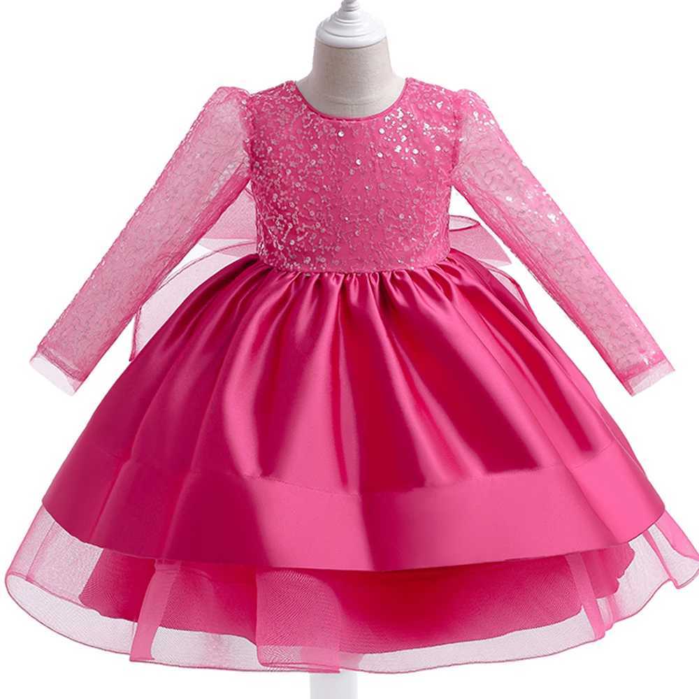 Sequins White Baptism Baby Girls Formal Dress First Communion Ball Gown Newborn 1st Birthday Kids Party Dresses for Girl Wedding X250203