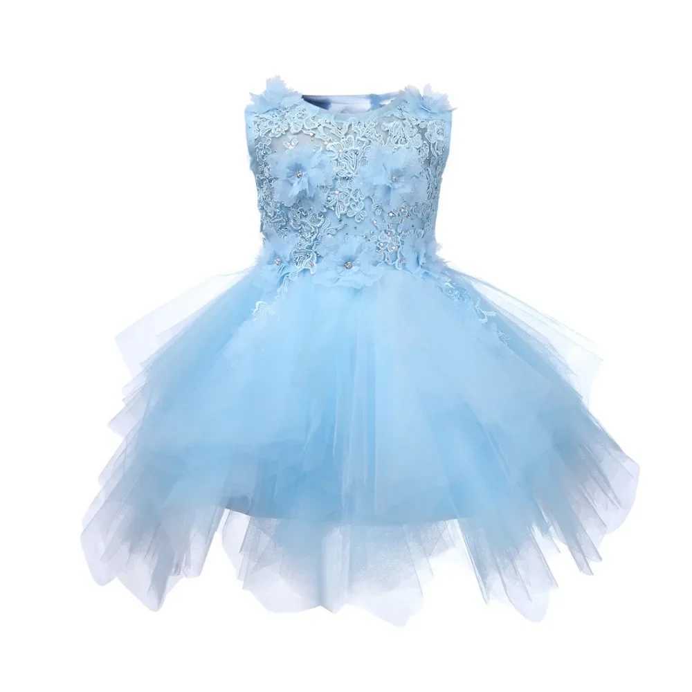 Light Blue Baby Dresses Girl Newborn 1st Year Birthday Infant Outfit Beaded Appliques Princess Party Wedding Christening Gown X250203