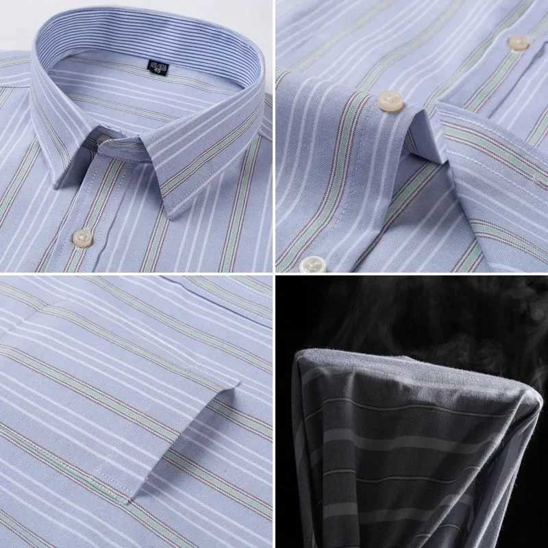 2025 New 100% Pure Cotton Oxford Soft Social Shirt Long Sleeve Formal Male Clothes Solid Color Shirt Men Clothing Plus SizeXJ250121