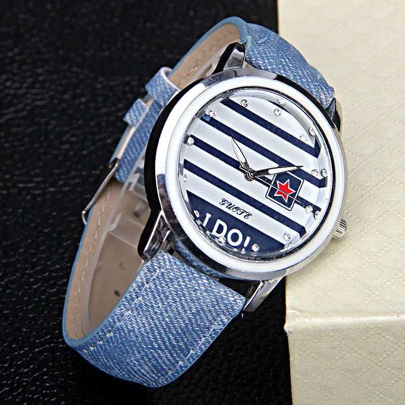 New Famous Brand Stripe Star Casual Quartz Watch Text Let Fabric Leather Dress Watch Relogio Womens Watch X250203