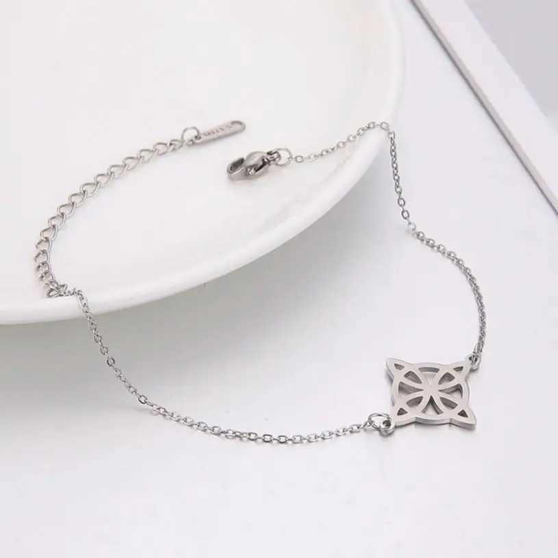 LIKGREAT Womens Anklets Witch Knot Foot Chain Stainl Steel Celtic Knot Bead Chains Amulet Beach Summer JewelryXJ250121