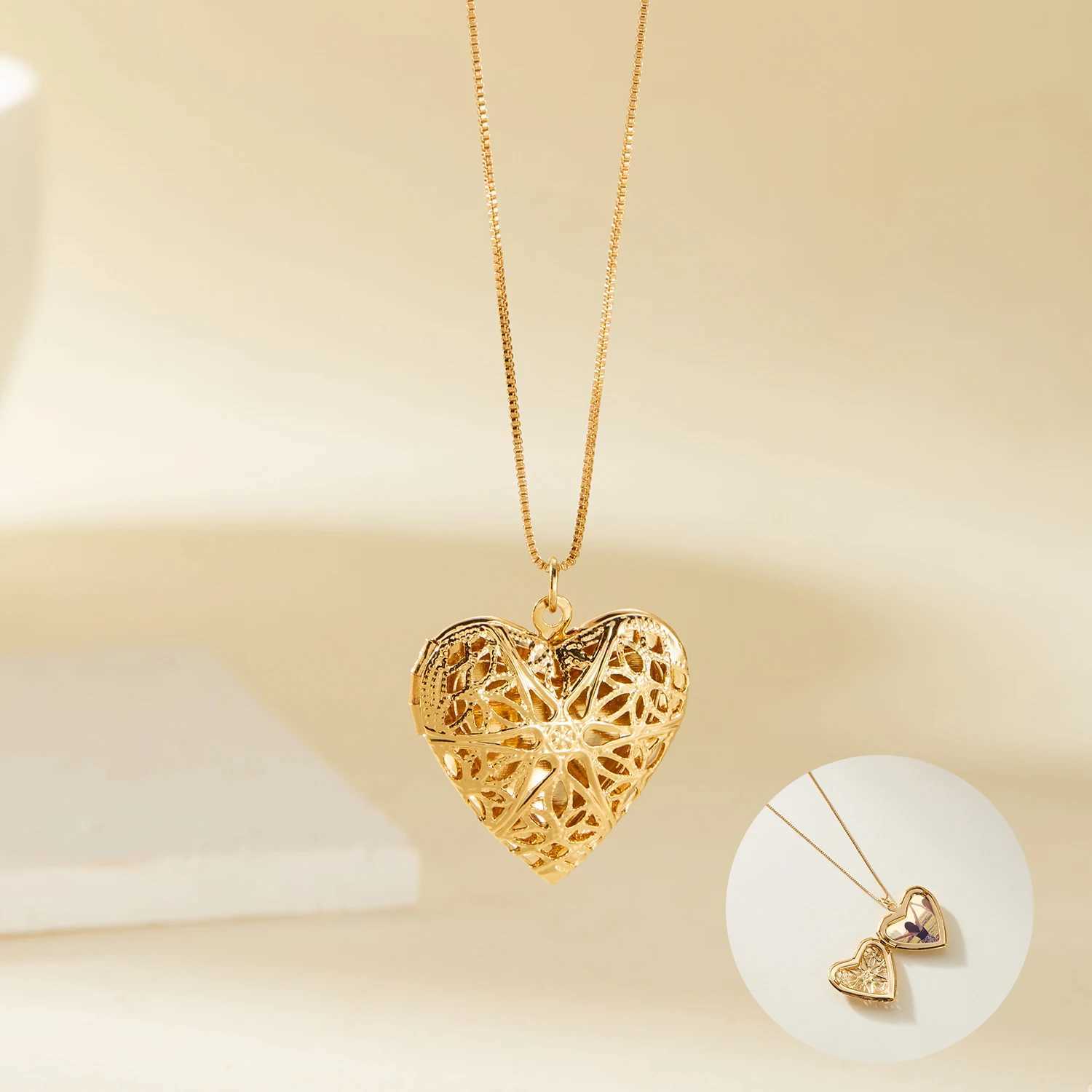 Romantic Heart Pendant Message Locket Necklace for Women Lover Couple Fashion Jewelry Gold Color Chain Photo Album Box ChokerXJ250121