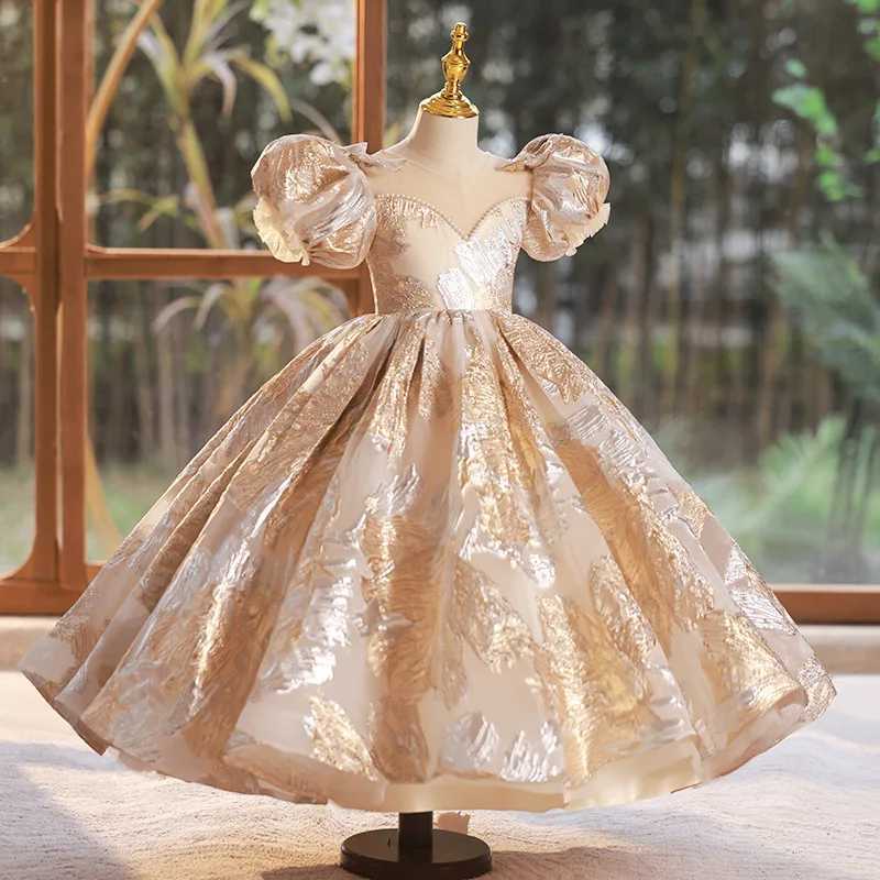 Childrens wear bow Flowers princess dress luxury 2-12yrs Baby girl dress kids Dress for girls Christening Gown Birthday Dress X250203