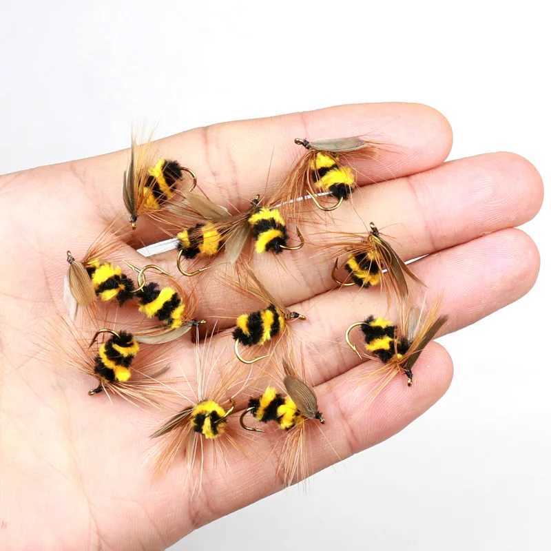 10pcs #10 Artificial Insect Bait Lure Bee Fly Trout Artificial Fishing Lures 15mm Outdoor Fishing Insects Baits Lure SetXJ250122