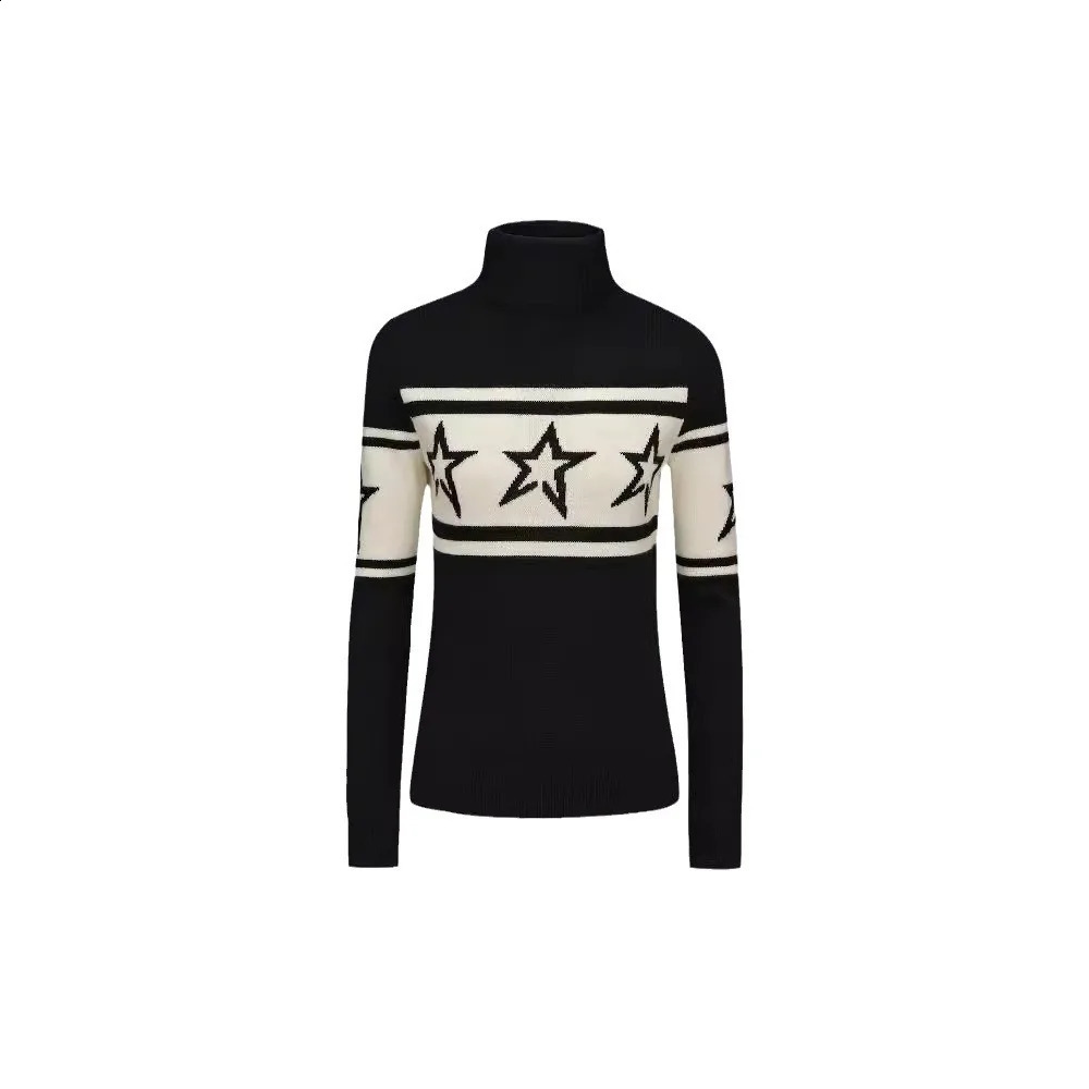 American autumn and winter cross-border slim star printing turtle neck fashion elegant wind foreign trade wholesale 250120