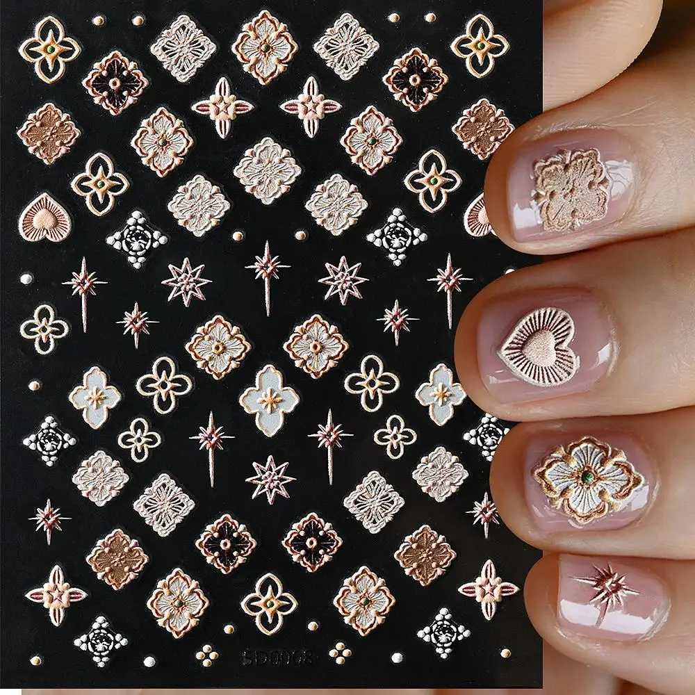1Sheet Matte Bohemian Nail Sticker Decal Charm Mandala Flower Manicure Elegant Embroidery Boho Style Floral Nail Art Decoration*XJ250120
