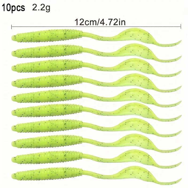 10pcs 12cm 2.2g Fishing Lure Long Wave Tail Soft Bait Artificial Silicone Sequins Long Tails Bait for Fishing Bass Pike PescaXJ250122