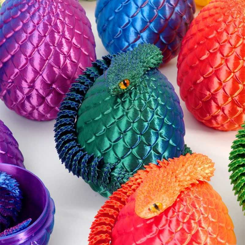 30cm 3D Printed Viper Crystal Dragon Egg Fidget Animals Figures Rotatable Articulated Snake Toy New Year Kids Gift Free shipping