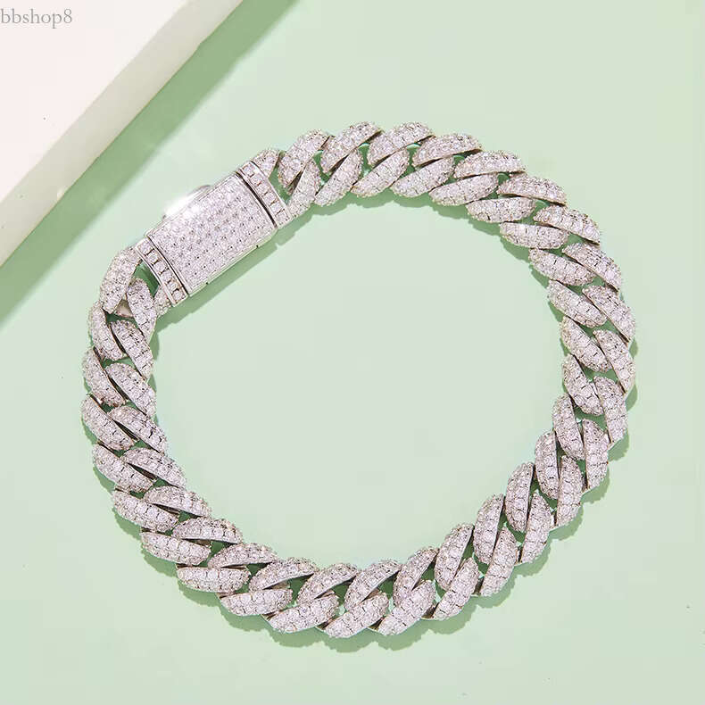 VVS Moissanite Dia 10mm Width Cuban k Chain Unisex Sier Iced Out Necklace Bracelet For Men Parties
