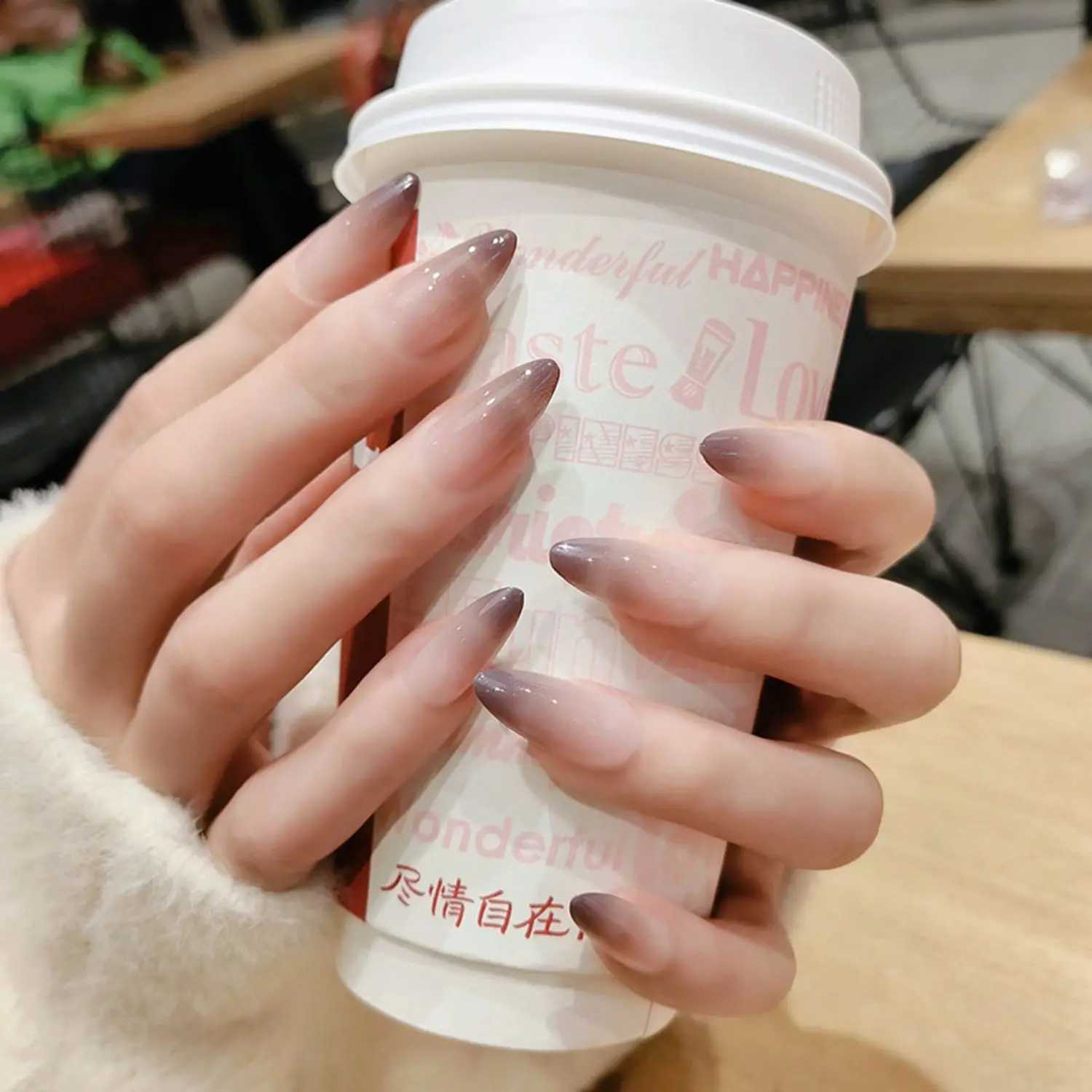 24pcs Gradient Wearable Fake Nail Press on Nail High Heel Fake Nail Long Fashion Detachable Fully Covered Nail TipW250120