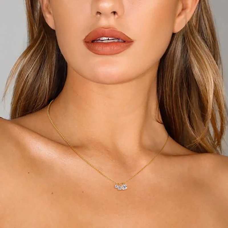 5mm 4mm 3mm Round Full Moissanite Diamond Pendant Necklace Original 925 Silver Womens Engagement High Quality Fine JewelryXJ250114