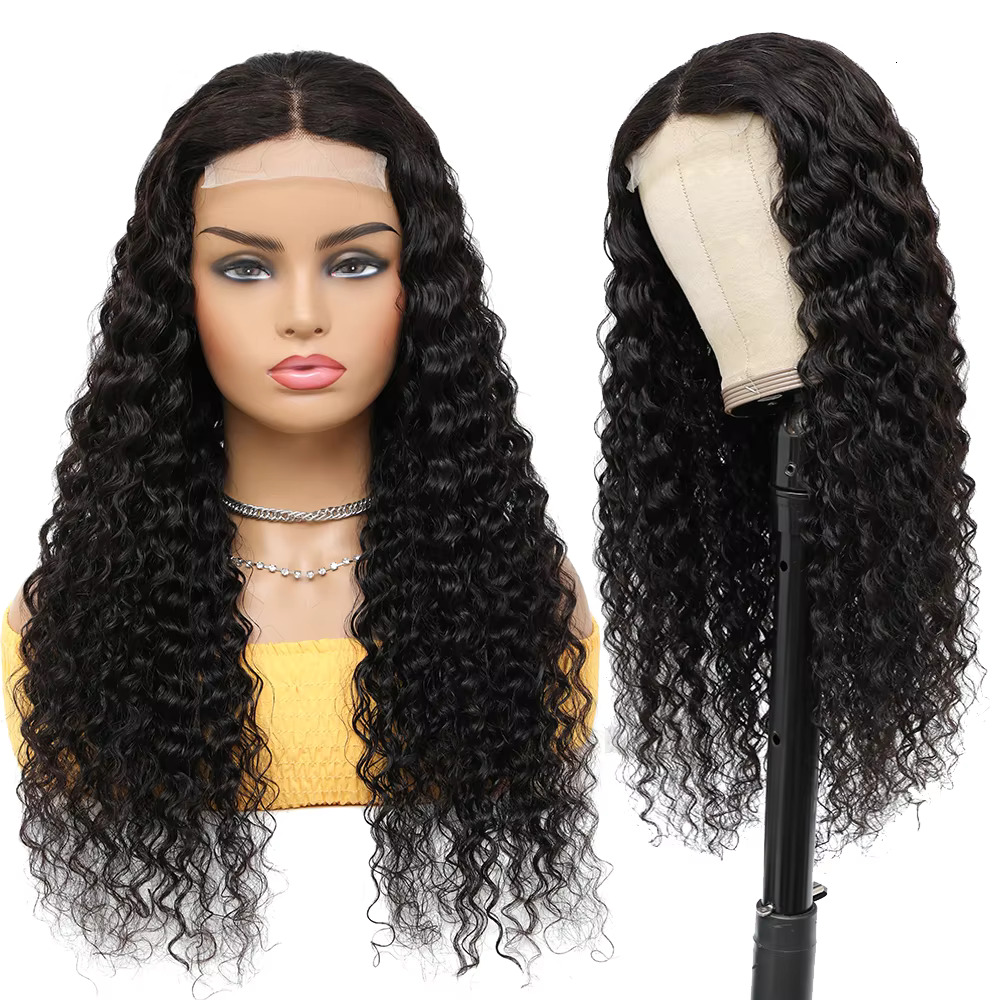 Deep Wave Transparent 13X4 13X6 Frontal Jerry Curly Human Hair Lace Front Wig For Women