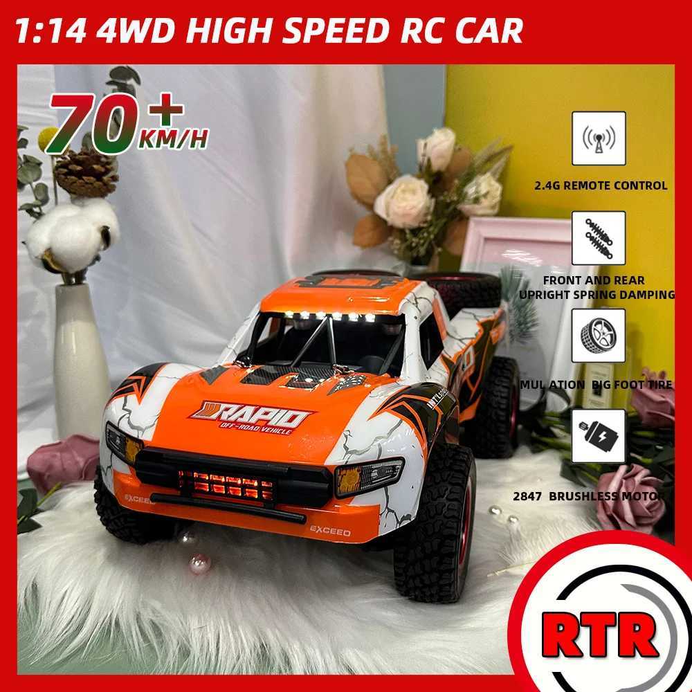 Q130 1 14 70KM/H 4WD RC Car With Light Brushless Motor Remote Control Cars High Speed Drift Monster Truck Toys for Adults Kids X250203