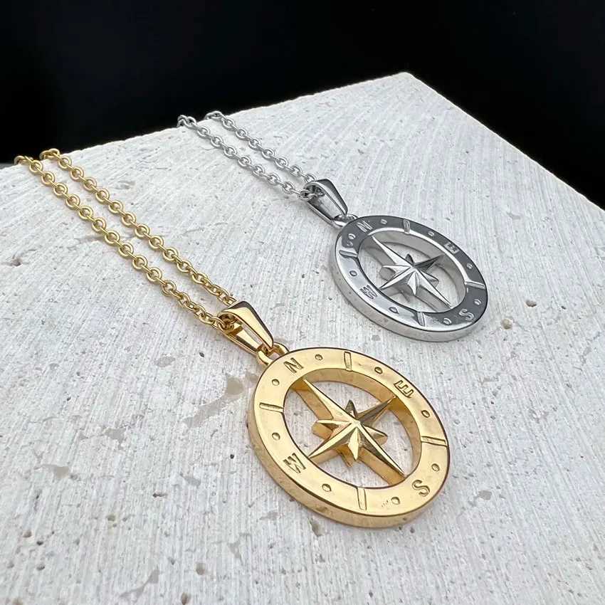 Travel Necklace North Star Pendant Stainless Steel Compass Jewelry Men Coin Charms Hiphops Link Chain AccessoriesXJ250121
