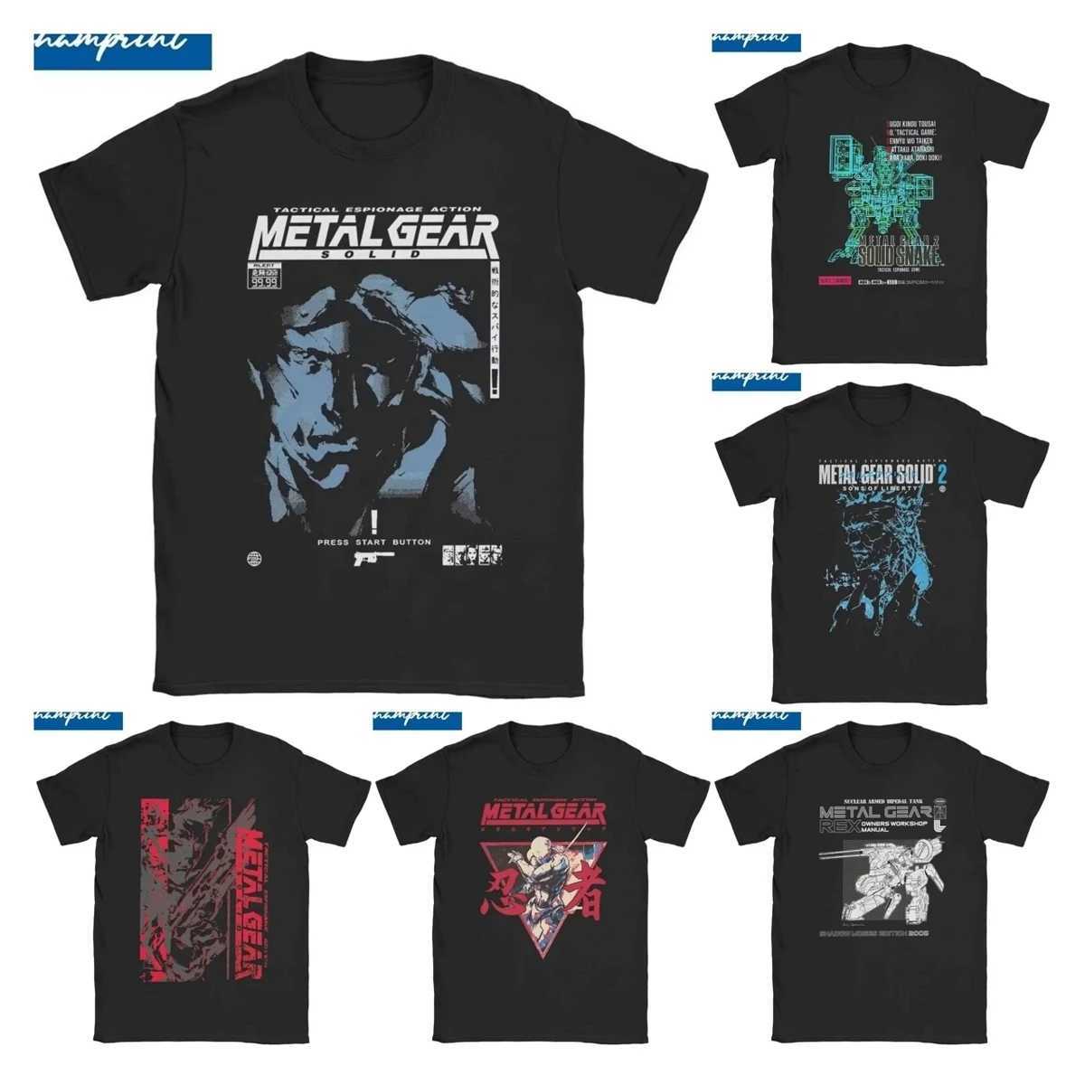 Mens MGS1 Solid Snake Game T-shirt Metal Equipment Cotton Top Fun Short Sleeve O-neck T-shirt Classic T-shirt X250203