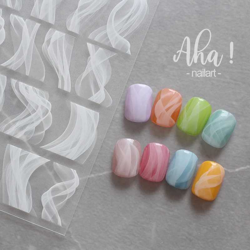 1pc Black Abstract Smoke Sketch Nails Art Stickers Decals Blooming Wave 3D Sliders Design Nails Accessories Manicure DecorationXJ250120