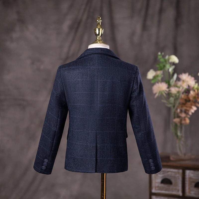 Childrens British Style Suit Set Boy Catwalk Wedding Baby Birthday Host Piano Performance Costume Autumn Winter Kids Blazer 250120