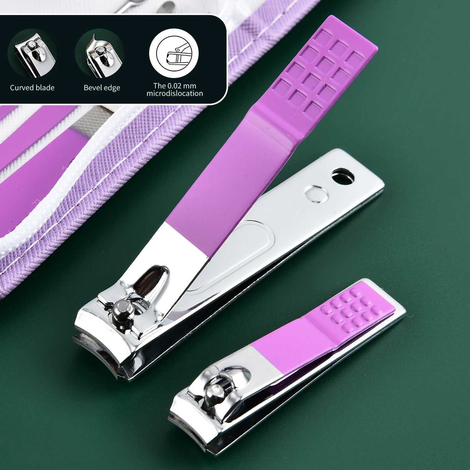 30 Pcs Purple Manicure Set Professional travel kit Stainless Steel Solid Manicure Kit Nail Care Kit With Pink Case ValentineXJ250121