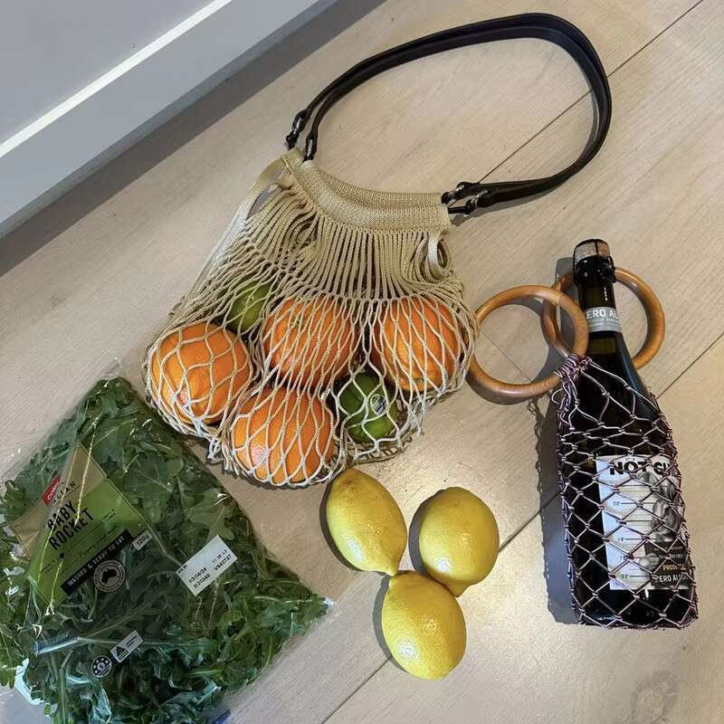 Fashion Hollow Out Women Shoulder Bags Handmade Weave Crossbody Casual Summer Beach Bag Fishnet Tote Shopper Purses 2024