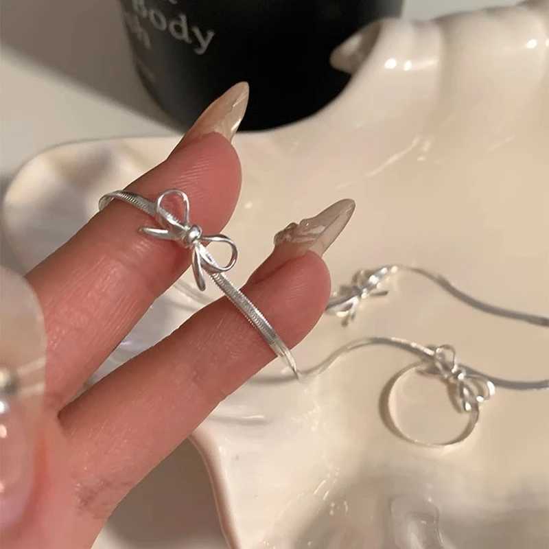 925 Sterling Silver Bow Necklace Chain Snake Bones Necklace Birtay Party Gift For Women Fine JewelryXJ250114