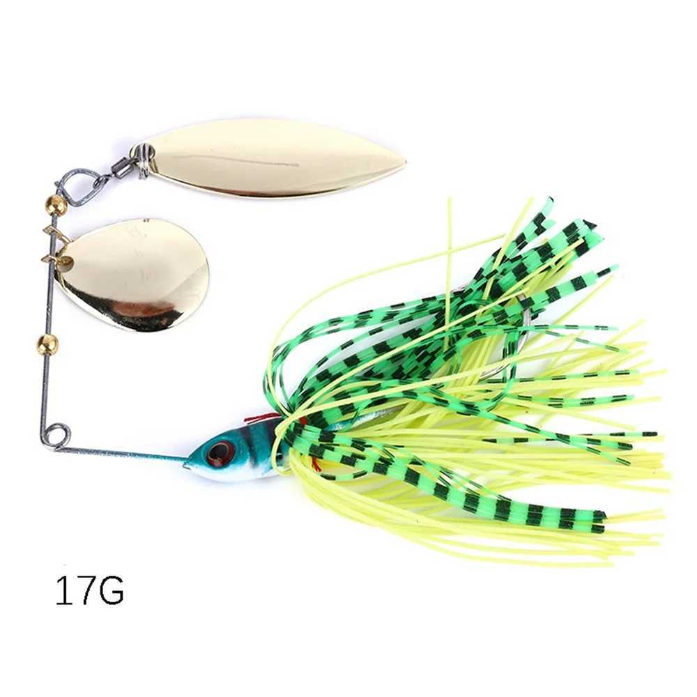 4PCS 17g Spinnerbait Fishing Lure Wire Bait Metal Spinner Buzzbait Swimbait Hook JIG Kit Skirt peche For Bass Pike WinterXJ250122