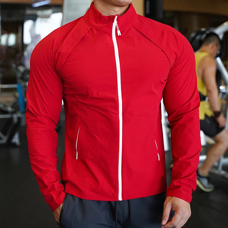 Mens quick drying waterproof running jacket for autumn and winter fitness gym climbing outdoor sports windproof clothing 250122