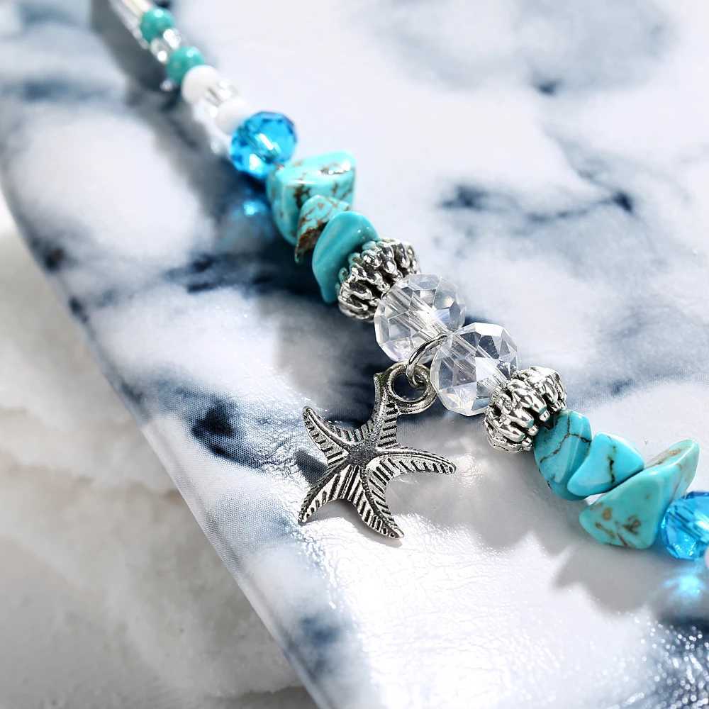Vintage Starfish Pendant Anklets Stone Beads Ankle Women Summer Beach Handmade Bohemian Foot Chain travelling Souvenir GiftsXJ250121