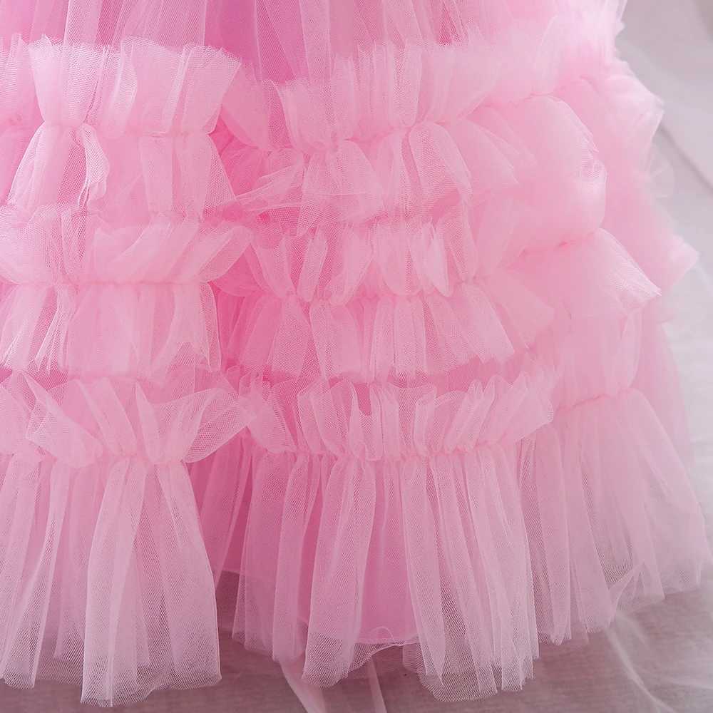 Baby Girls Dress Lace Newborn 1st Birthday Pink Princess Girl Dress For Wedding Party Tulle Dresses Toddler Baptism Evening Gown X250203