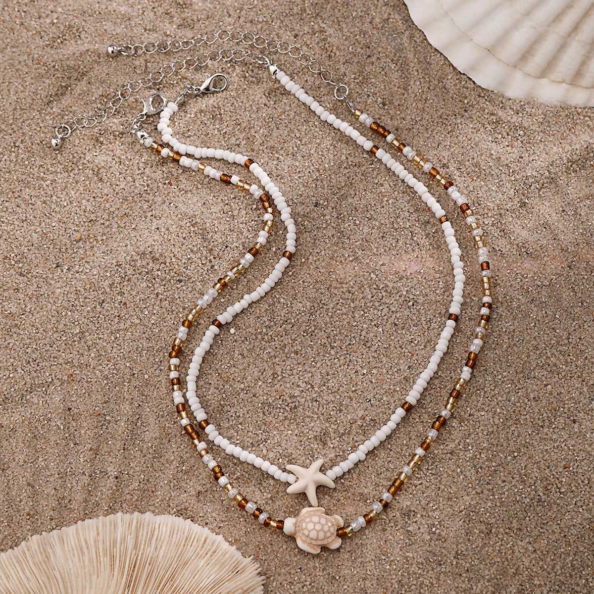 Layered Small Seed Beads Chains with Starfish Turtle Choker Necklace for Women Trendy Collar on Neck 2023 Fashion Jewelry FemaleXJ250121