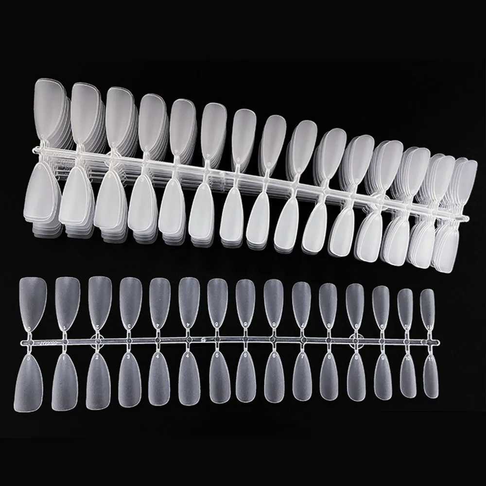 120pcs/bag matte pressed nail tip soft full cover fake nail oval almond carved fake nailW250120