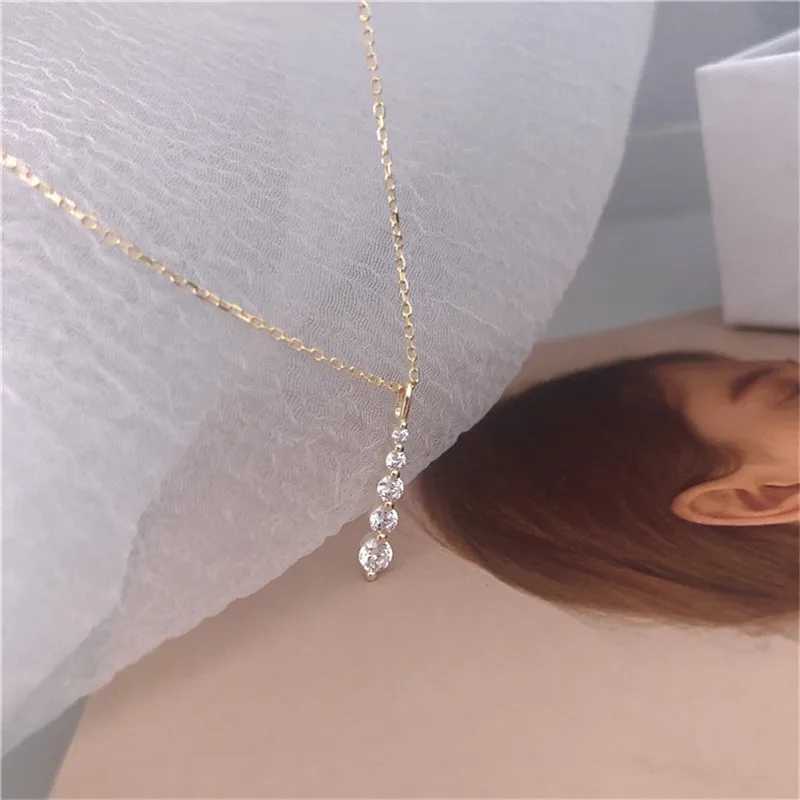 925 Sterling Silver French Simple Crystal Pendant Clavicle Chain Necklace Women Light Luxury Temperament Wedding Jewelry GiftXJ250114
