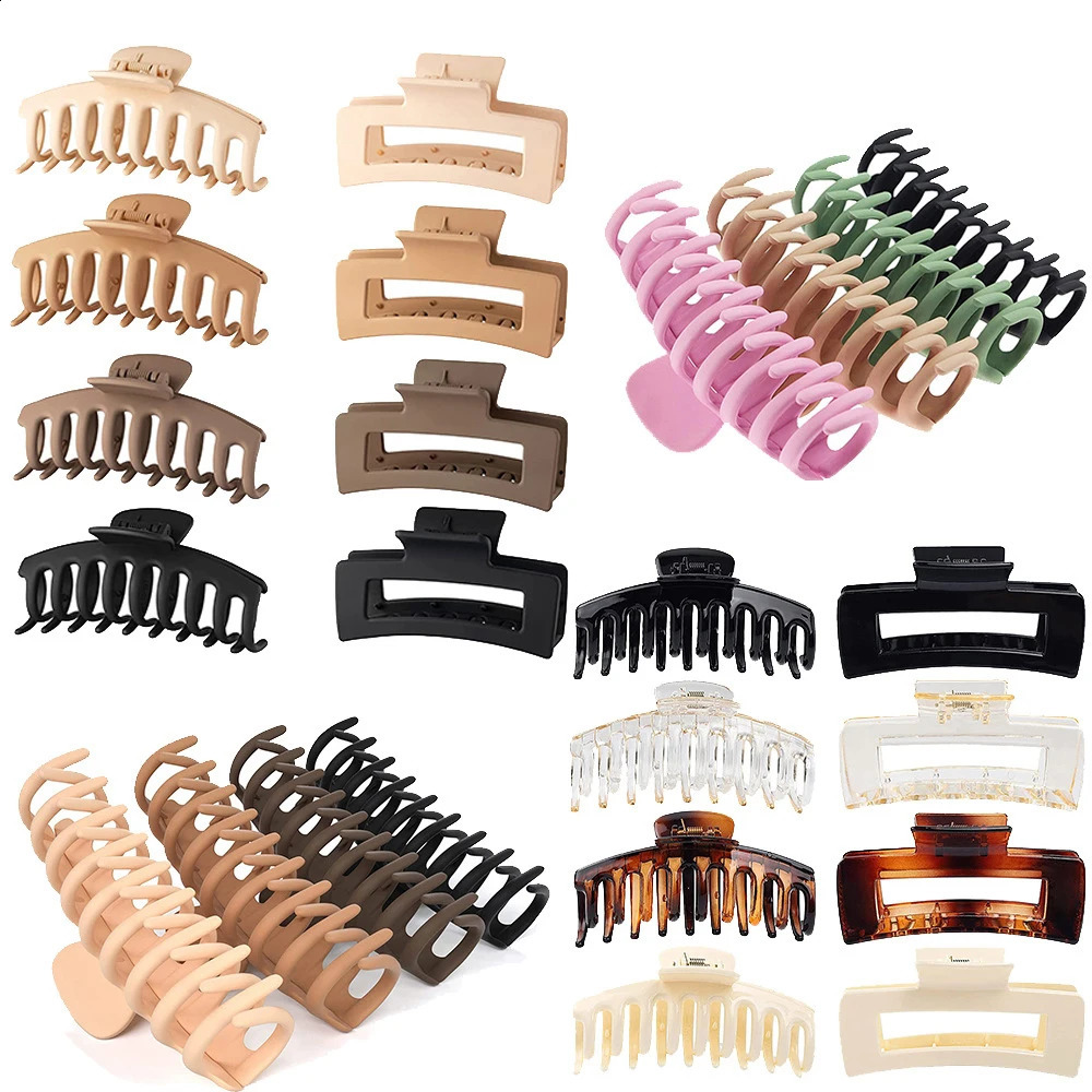 8PCS Korean Matte Hair Claws Elegant Women Acrylic Hair Clips Large Size Barrettes Crab Headwear Hairpins Girls Hair Accessories 250120