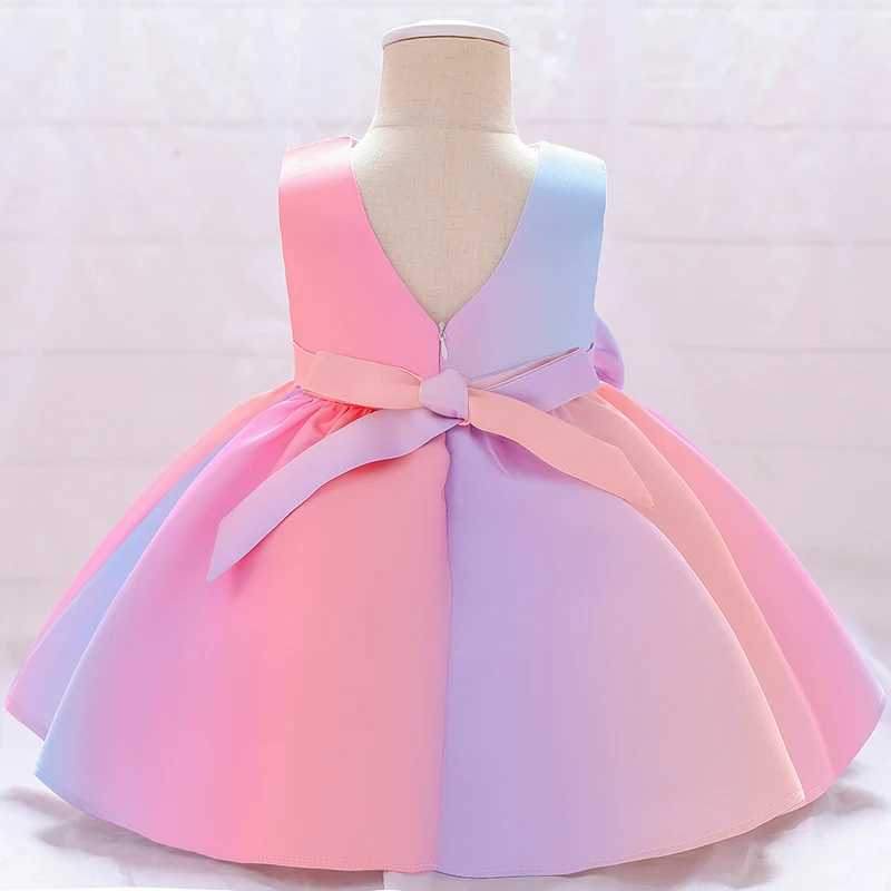 Summer Newborn Baptism 1 Year Birthday Dress For Baby Girl Colorful Princess Dresses Party Dress Child Costumes Gradient X250203