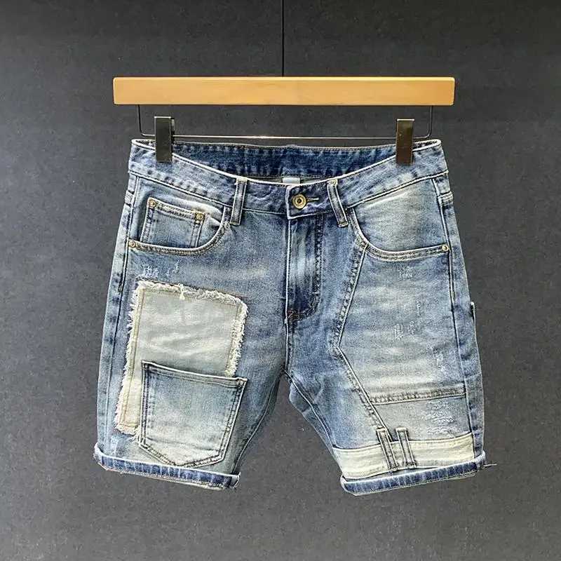 New Korean StyleHarajuku Fashion Designer Luxury Hip Hop Boyfriend Summer Casual Denim Spliced Jeans for Men Classic Jeans Male X250203