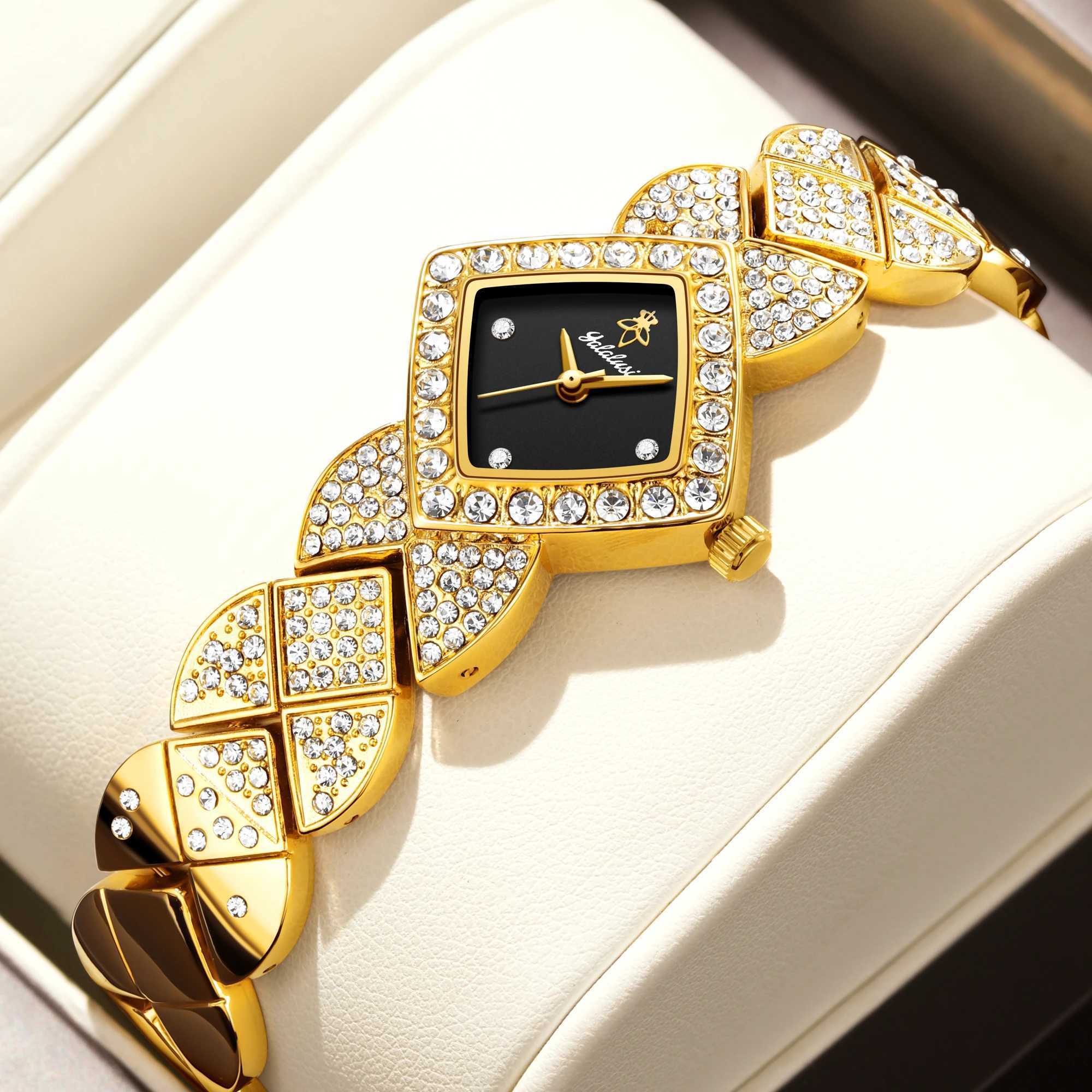 YaLaLuSi Brand Classic Hot Selling Wens Watches Gold Crystal Diamonds Luxury Box Watch Remover Ladies Gift Ion Gold Plating X250203