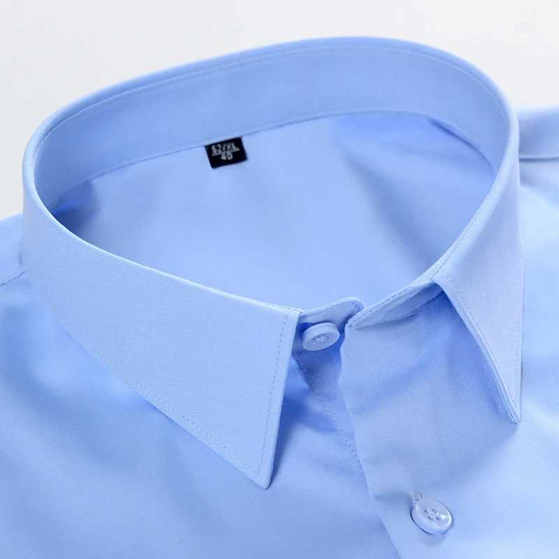 Bamboo Fiber Men Short Stretch Solid Dress Shirts Regular Fit Formal Business Social Camisas Short Sleeve Bamboo FiberXJ250121