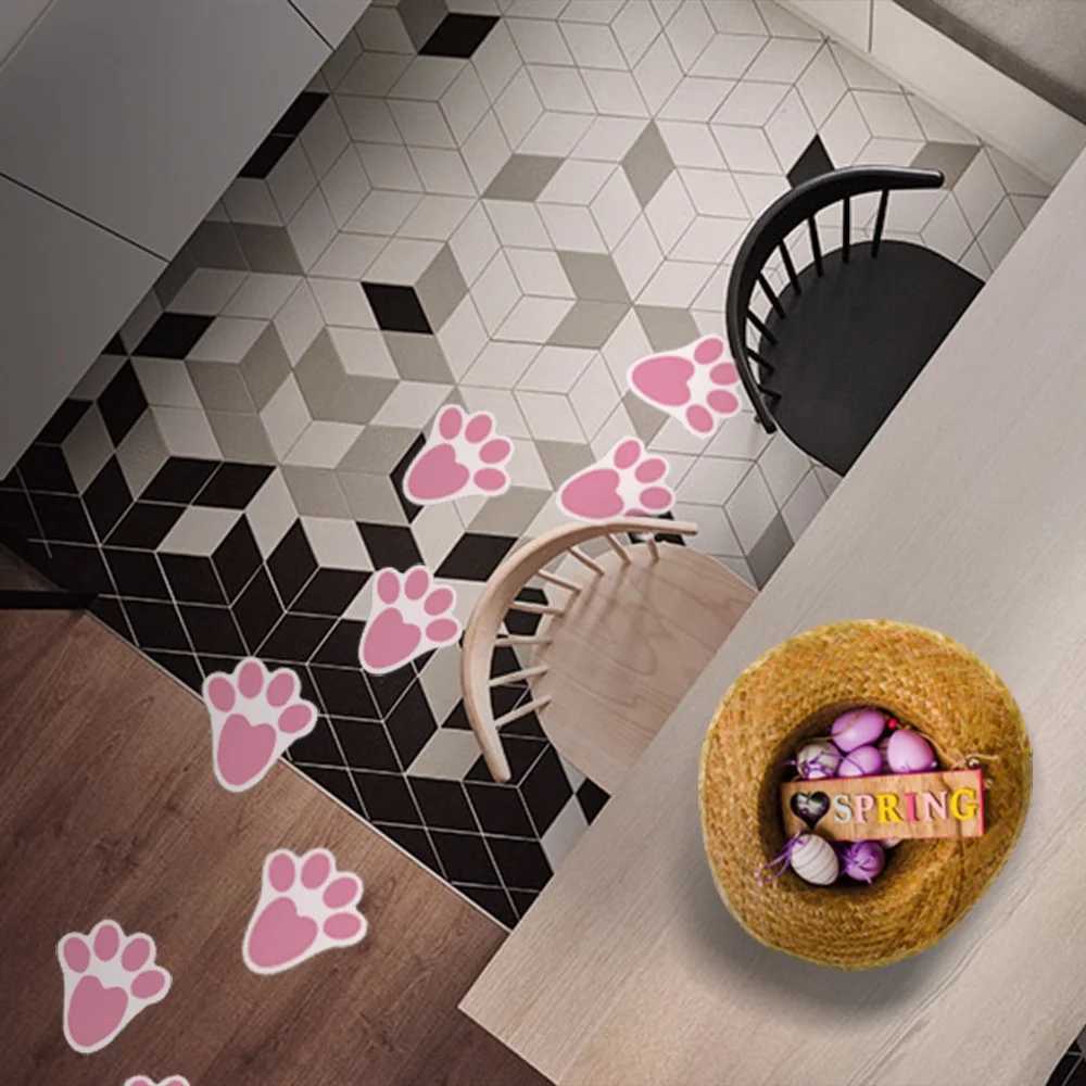 24pcs Rabbit Footprints Sticker Floor Stickers Decals Easter Bunny Feet Decal Window Clings PVC Ceiling ral Free shipping