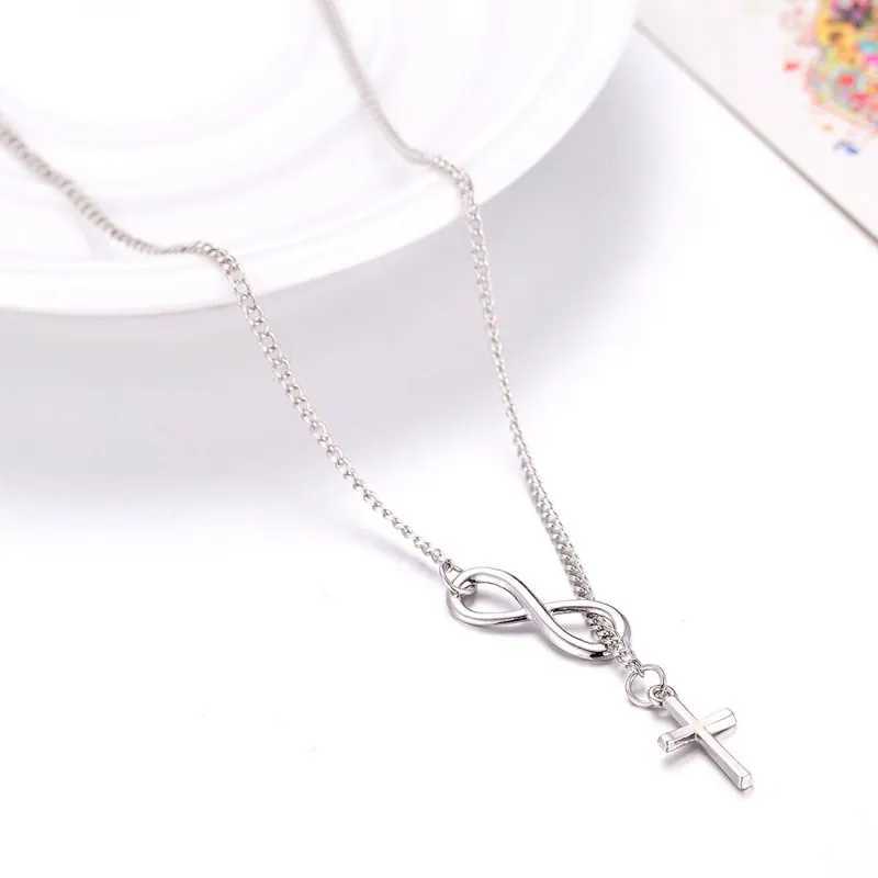 Unique Fashion Jewelry Infinity 8 Bit Minimalist Luck Cross Pendant Necklace Best Friend Chain Necklaces for Women WholesaleXJ250121