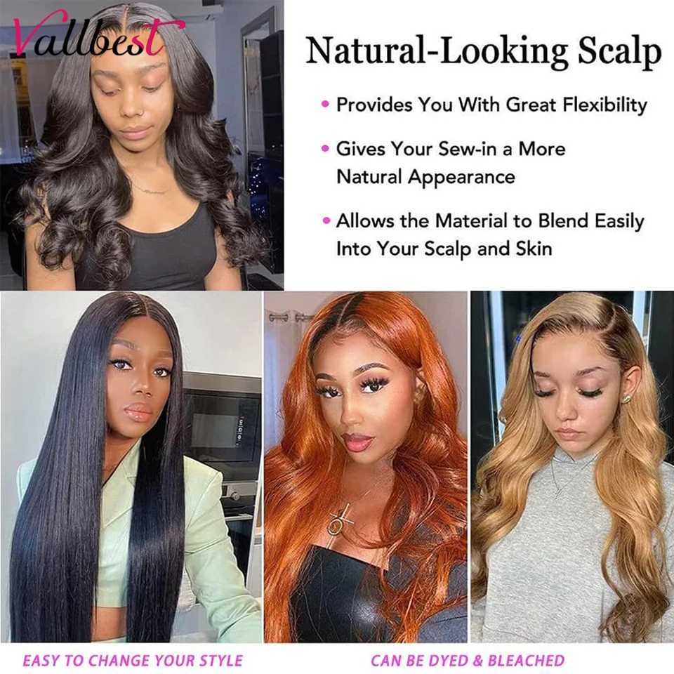 Vallbest Body Wave Bundles Human Hair With 4x4 Lace Clo Brazilian Hair Weave 3/4 Bundles With Clo Remy Hair ExtensionsXJ250120