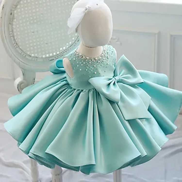 Girl Bow Summer Girl Dress Bow Ball Dress Sleeveless Birthday Princess Dress Pearl Birthday Party Evening Dress 1-10 Y X250203